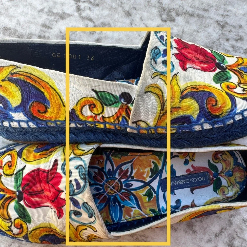 Dolce & Gabbana Majolica Print Espadrilles Blue Jute Flats Size 36 US Size 6